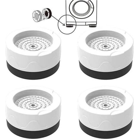 Coussinets antidérapants caoutchouc pour machine à laver - Universel - Blanc - 4 cm