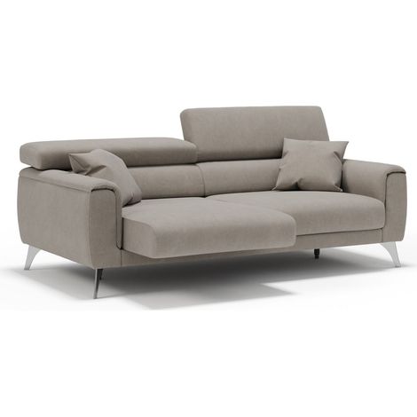 Caravaggio Sofa mit verschiebbaren Sitzen aus wasserfestem, weichem Stoff T02 199 cm Beige