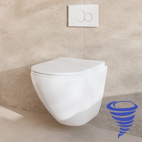 LOMAZOO Pack WC suspendu avec réservoir encastré rond blanc -