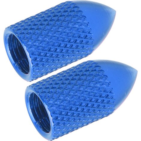 Lot de 2 bouchons de valve Schrader en alliage d'aluminium, cache-poussière pour valve de vélo, bleus (1/5)