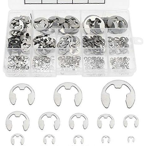400 anneaux de retenue en acier inoxydable à clip en E, 13 tailles : M1.5/M2/M2.5/M3/M4/M5/M6/M7/M8/M9/M10/M12/M15 (1/5)