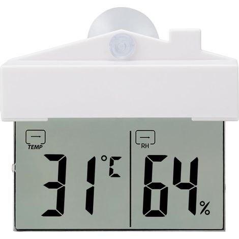 Digitales Fensterthermometer, Hygrometer für drinnen und draußen mit LCD-Anzeige, Temperatur- und Feuchtigkeitsmessung, zur Wandmontage