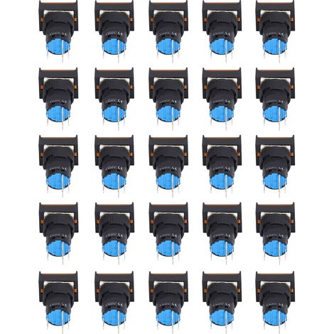 Lot de 25 interrupteurs à bouton-poussoir carrés de 16 mm à verrouillage/réarmement automatique avec voyants lumineux, 24 V jaune. (1/5)
