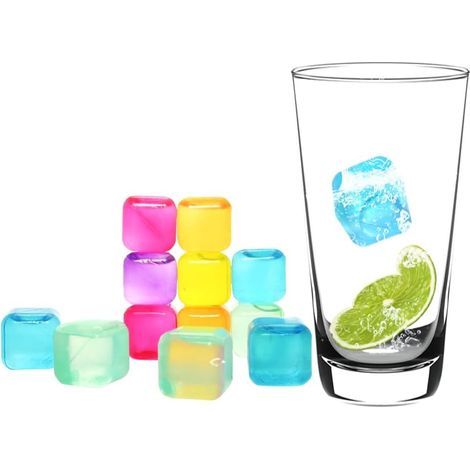 Cubitos de hielo reutilizables para bebidas, bebidas frías, cubitos de hielo refrescantes, multicolor, paquete de 50 (1/5)