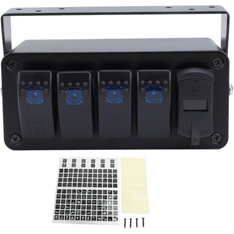 Boîte de Commutation Pré-Câblée à 4 Gangs, Interrupteur Marche/arrêt SPST 12 V PD Type C, Voltmètre de Chargeur USB QC 3.0, Panneau D'interrupteur à Bascule en Aluminium étanche,. (1/5)