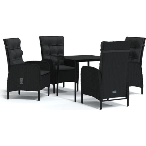 Maison Exclusive - 5-tlg. Garten-Essgruppe mit Kissen Schwarz