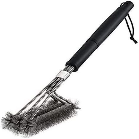 Brosse pour barbecue 3 en 1, brosse rotative à 360° en acier inoxydable, manche isolant thermique en polypropylène de 45 cm, noir foncé (1/5)