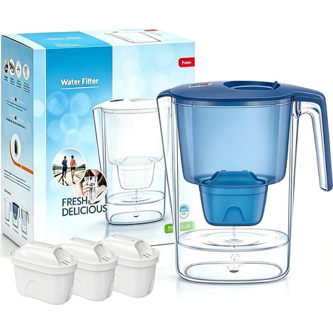 3.6L Carafe Filtrante d'eau avec 3 Filtre,Sans BPA (1/5)