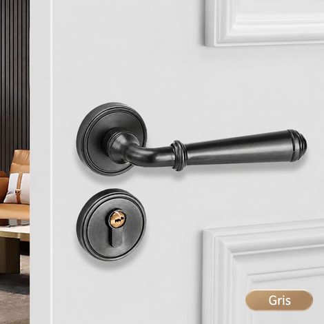 Serrure à poignée 08-555 grise avec clé pour porte intérieure réf 3297 1 kg – Livraison gratuite
