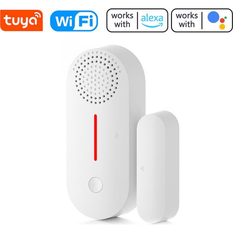 Capteurs de porte et de fenêtre Wi-Fi Tuya - Système d'alarme intelligent pour la maison avec surveillance à distance sans fil via application pour smartphone, connexion intelligente, minuterie et enr (1/5)