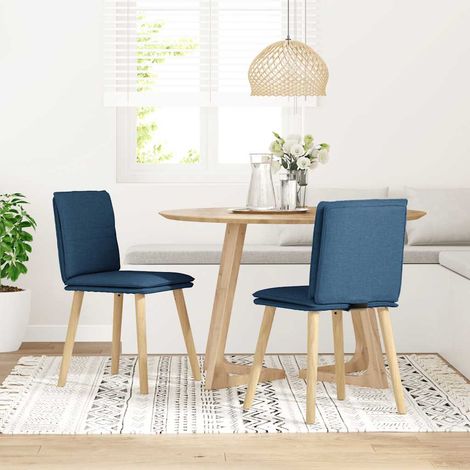 Maison Exclusive - Esszimmerstühle 2 Stk. Blau Stoff (1/5)
