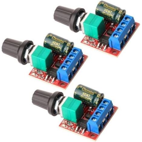 3pièces Mini Moteur Contrôleur de Vitesse, PWM Regulateur de Vitesse, DC 5V-35V 5A Réglable PWM Commutateur, 6V 12V 24V Interrupteur Variateur de Vitesse avec Indicateur LED (1/5)