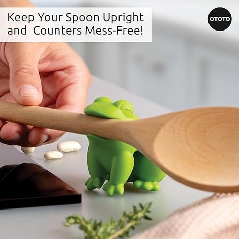 Repose-cuillère et dépressuriseur HopTop en forme de grenouille, accessoire de cuisine mignon pour la plaque de cuisson, cadeau original et amusant pour les fêtes. (1/5)