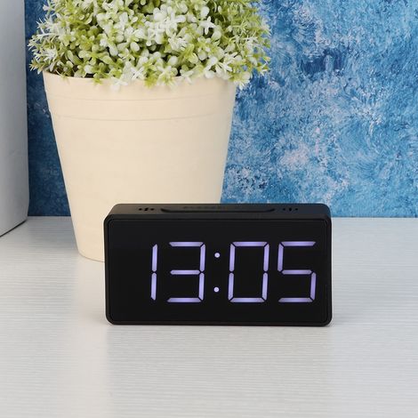 Réveil électronique simple à LED avec fonction snooze, idéal pour les étudiants et la maison (noir) (1/5)