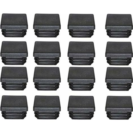 Tapas de plástico Tapa de extremo cuadrada de 40 x 40 mm Tapa de extremo de plástico de tubo negro Tapas de extremo para patas de muebles de trampolín 16 piezas (1/5)