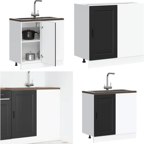 vidaXL Armoire de cuisine Porto noir bois d'ingénierie (1/5)