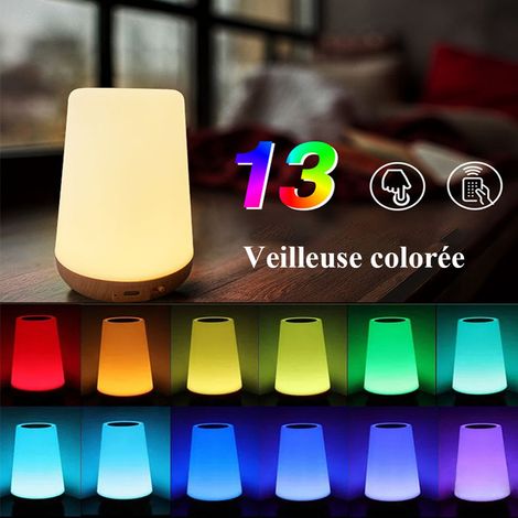 dirigéLampe de chevet, veilleuse tactile couleur, télécommande, rechargeable, convient aux chambres, aux chambres d'enfants et aux