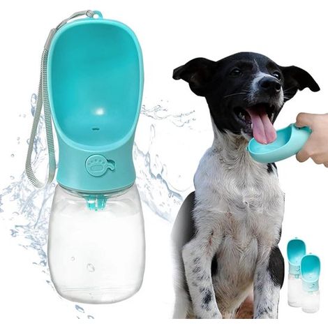 Botella de agua para perros, 350 ml, Fácil de llevar contigo cuando sales, Ideal para viajar con mascotas cuando sales a jugar, Azul (1/5)