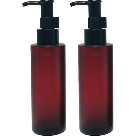 Empty Amber Frosted Glass Jars with Black Pump, Cosmetic Packaging Box, Essential Oil Dispenser, Essence Emulsion, Toiletries (1/5)
