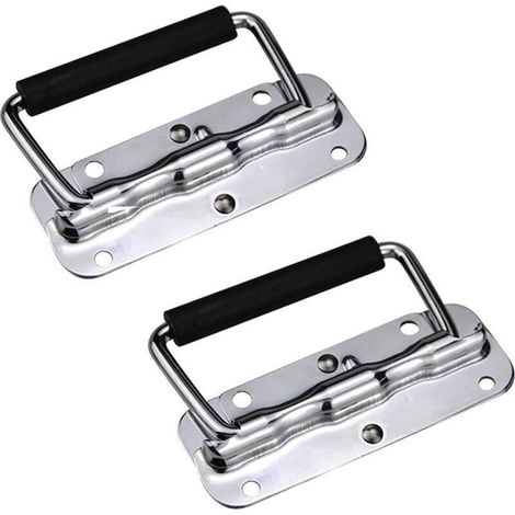 2 Pcs Poignées Pliantes 120mm Poignée de Traction Encastrable en Acier Inoxydable pour Flight Case Boîte à Outils (1/4)