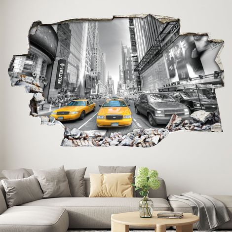 Stickers Trompe l'oeil trou dans le mur - New York - 20 x 32 cm (1/4)