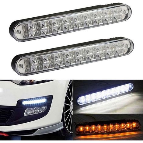 Feux de jour LED SMD 30 LEDs avec clignotant jaune, DRL TFL auto, 2 pièces (1/4)