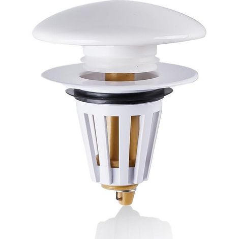 Bouchon d'évier de rechange en céramique pour trou de vidange de 34 mm à 40 mm, bouchon d'évier pop up en céramique pour baignoire, cuisine, lavabo (blanc) (1/5)