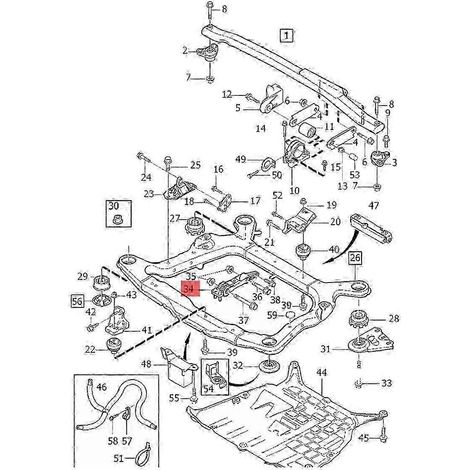 30680750 Support inférieur avant moteur/transmission/support inférieur d'amortisseur compatible avec S60, S70, V70, XC70, XC90 (2001-2009) (1/5)
