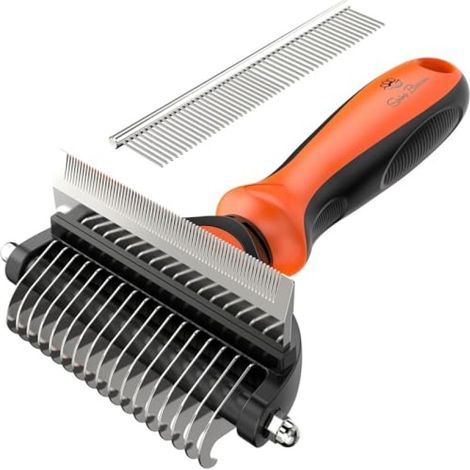 Irovami Peigne chat 2 en 1 – acier, 17/67 dents, orange, démêlage (1/5)