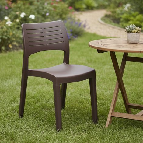 Dmora - Silla de exterior Gaeta, Asiento de jardín, Silla para mesa de comedor, Sillón de exterior, 100% Made in Italy, 50x51h82 Cm, Antracita, con embalaje reforzado (1/3)