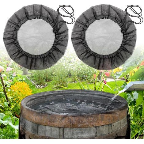 Set verstellbarer Regentonnennetze mit Kordelzug - Schutz vor Blättern, Insekten und Käfern (2 Stück 60 cm) (1/5)