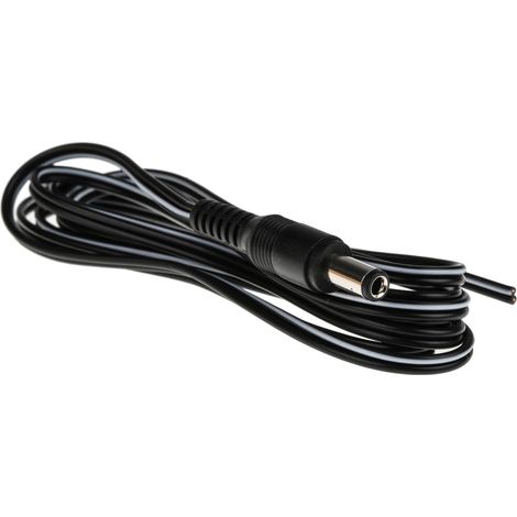 Câble d'alimentation, Noir, Câble à fiche mâle 2,5 mm, 12 V / 1 A, 1.8m ( Prix pour 1 ) (1/3)