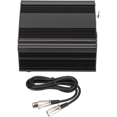 Alimentation fantôme 48 V professionnelle avec câble XLR 3 broches pour matériel d'enregistrement musical. Prise UE 220 V. (1/5)