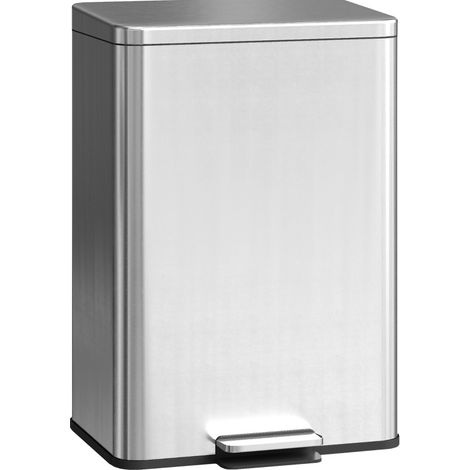 Cestino 20 L con pedale, chiusura ammortizzata, secchio interno rimovibile, acciaio inox argento (1/5)
