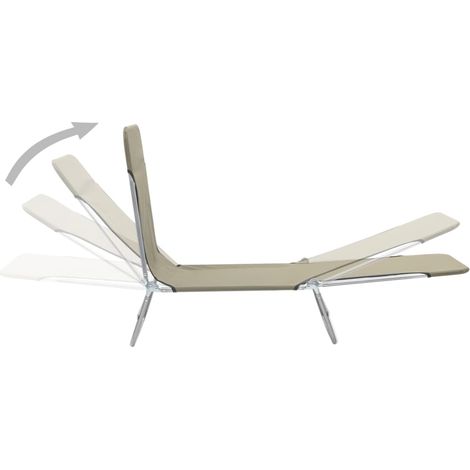 INLIFE Chaises longues pliables 2 pcs Acier et tissu Taupe (1/5)