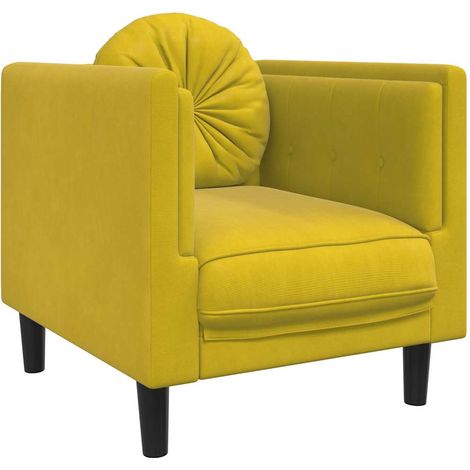 Fauteuil de Salon,Chaise,Fauteuil avec coussin jaune velours CFW359928 (1/5)