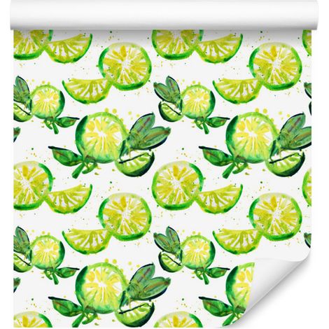 Papier peint à motif de citron vert, fruits et feuilles, pour salon et chambre, 50 x 1000 cm (1/5)