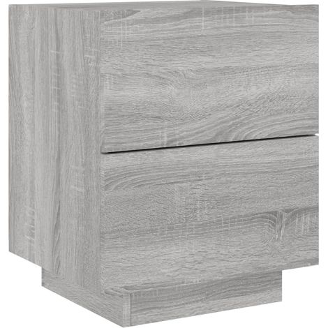 Mesita de noche con cajón y luz LED 45 x 40 x 55 cm madera de ingeniería gris DEC032806 (1/5)