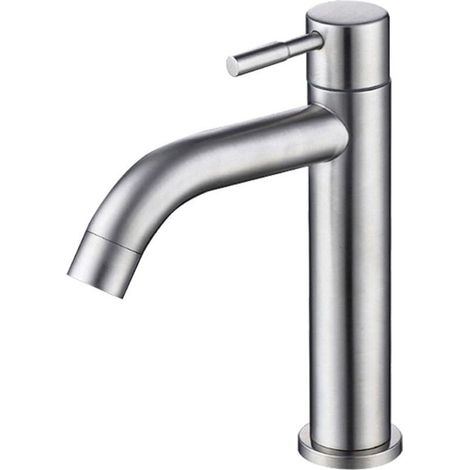 Wasserhahn, nur für Kaltwasser, gebogener Auslauf, mit 80 cm langem, explosionsgeschütztem G1/2-Schlauch (1/4)