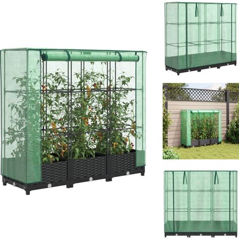 Hochbeet mit Gewächshaus-Aufsatz Rattan-Optik 120x40x123 cm - Hochbeet - Hochbeete - Garten Hochbeet - Pflanzbeet (1/5)