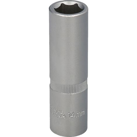 Langer Sechskant-Steckschlüssel 1/2" 14mm 75x22mm aus Chrom-Vanadium-Stahl mit runden Kanten (1/5)