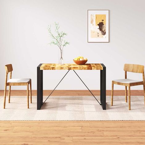 vidaXL Table à manger Bois de manguier brut 120 cm (1/5)