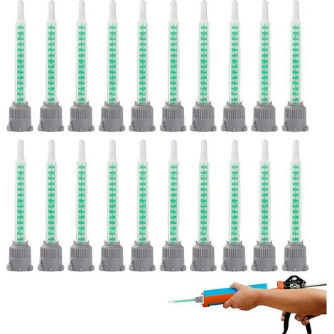 30 PCS Buse Colle bi Composant,Buses de Mélange Carrées de Pistolet à Colle AB 1:1, Buse de Mélange Époxy, Tubes Mélangeurs Statiques (1/5)
