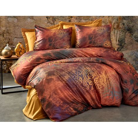 Parure de lit - 1 housse de couette 220 x 240 cm + 2 taies d'oreiller 60 x 60 cm - 100 % polyester microsatin - Rouge