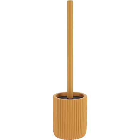 Brosse WC avec support en résine striée Jaune moutarde - TENDANCE (1/3)