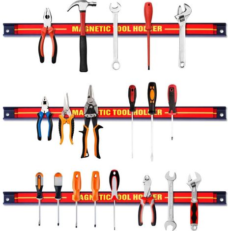 Zolginah – Lot de 3 barres magnétiques pour outils – Aimant puissant 10 kg – Installation simple – 46 cm pour garage et atelier (1/5)