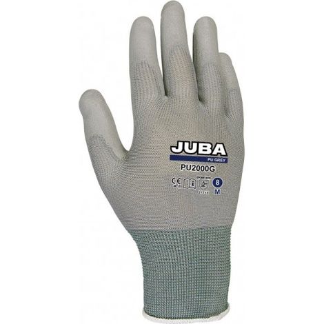 GUANTE NYLON C/RECUBRIMIENTO PU GRIS T/8 - JUBA
