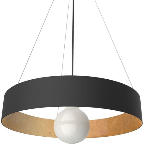 LUMICOM HALO Sospensione, 1X E27, max 42W, metallo, nero opaco/foglia oro, D.40cm (1/3)