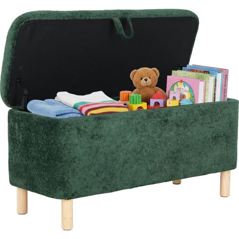 Smartue  Poggiapiedi in stoffa rotondo con coperchio a vassoio reversibile, poggiapiedi multifunzionale con spazio di archiviazione nascosto, stabile ed elegante, colore Verde