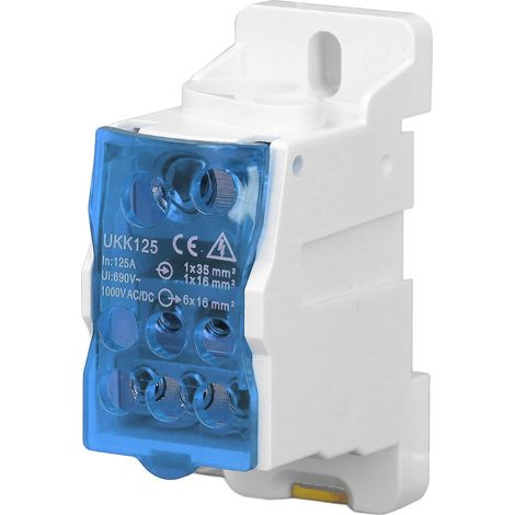 Bornier, UKK-125A 690V Boîte De Jonction, Bornier Electrique, Bornier Rail Din, Boîte De Distribution De Terminal, pour Armoires De Distributio armoires Haute Tension (Bleu) (1/5)